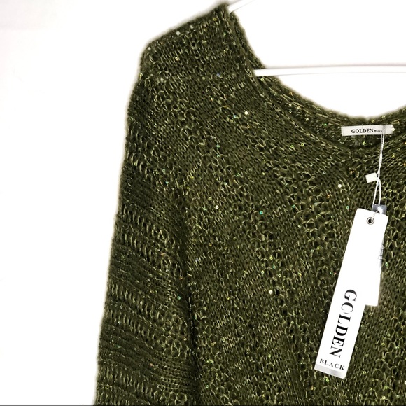 NWT Beautiful Green Sequined Sweater Sz S - Picture 2 of 12